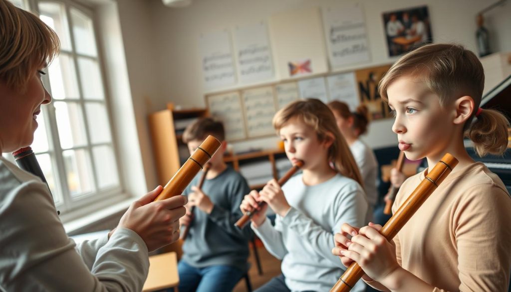 Flûte à bec en classe